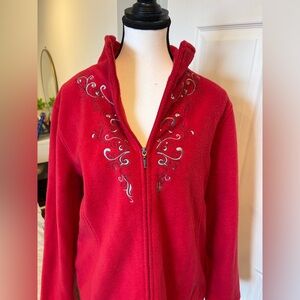 Northern Reflections Red Embroidered Fleece Zip Jacket L
